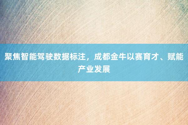 聚焦智能驾驶数据标注，成都金牛以赛育才、赋能产业发展