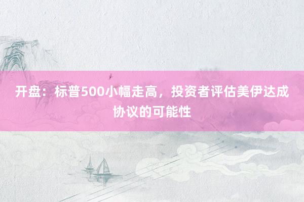开盘:标普500小幅走高,投资者评估美伊达成协议的可能性