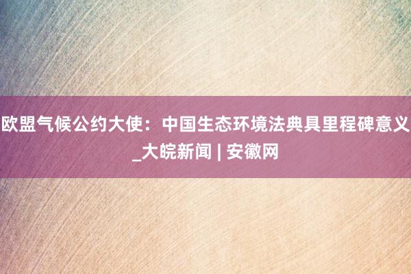 欧盟气候公约大使：中国生态环境法典具里程碑意义_大皖新闻 | 安徽网