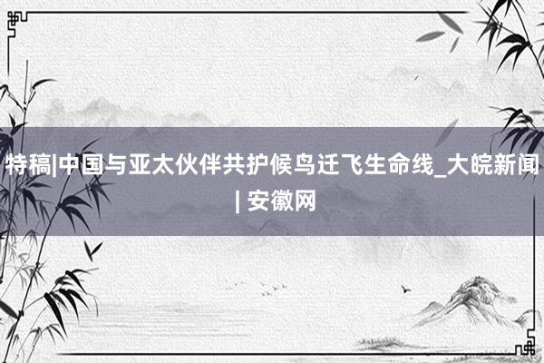 特稿|中国与亚太伙伴共护候鸟迁飞生命线_大皖新闻 | 安徽网