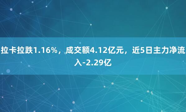 拉卡拉跌1.16%，成交额4.12亿元，近5日主力净流入-2.29亿