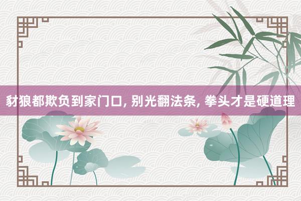 豺狼都欺负到家门口, 别光翻法条, 拳头才是硬道理