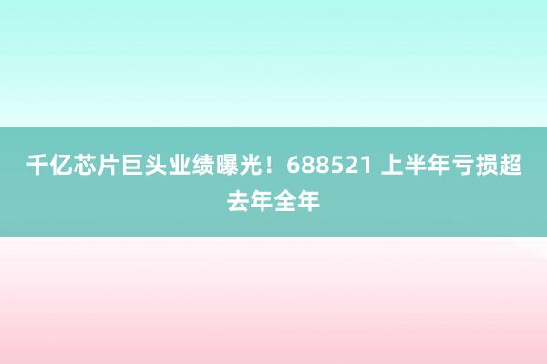 千亿芯片巨头业绩曝光！688521 上半年亏损超去年全年