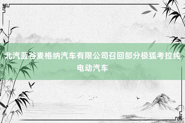 北汽蓝谷麦格纳汽车有限公司召回部分极狐考拉纯电动汽车