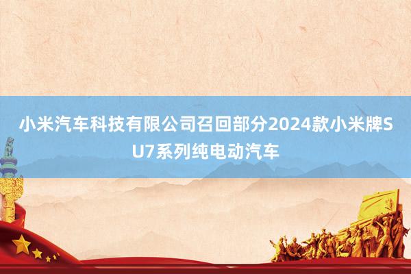 小米汽车科技有限公司召回部分2024款小米牌SU7系列纯电动汽车