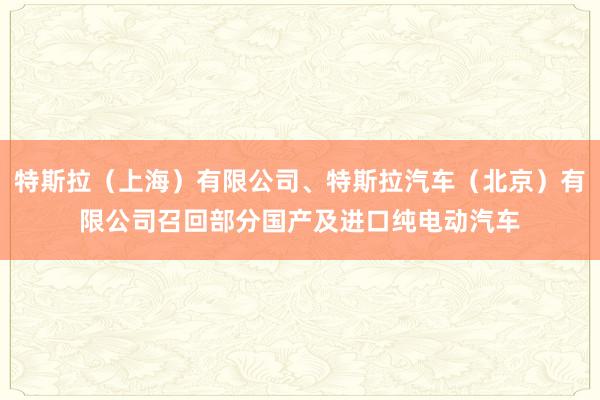 特斯拉（上海）有限公司、特斯拉汽车（北京）有限公司召回部分国产及进口纯电动汽车