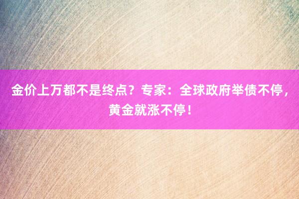 金价上万都不是终点？专家：全球政府举债不停，黄金就涨不停！