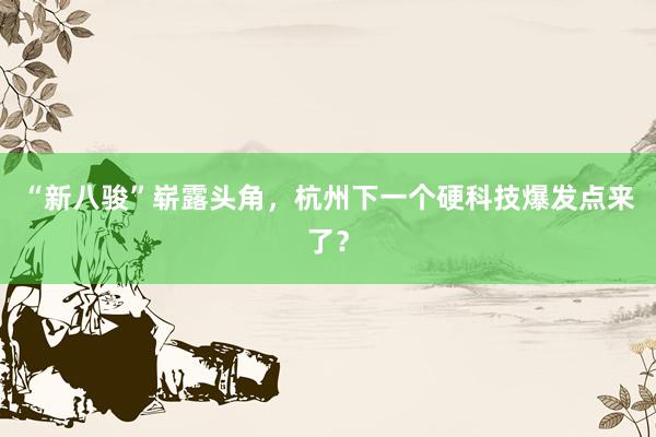 “新八骏”崭露头角，杭州下一个硬科技爆发点来了？