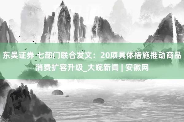 东吴证券 七部门联合发文：20项具体措施推动商品消费扩容升级_大皖新闻 | 安徽网
