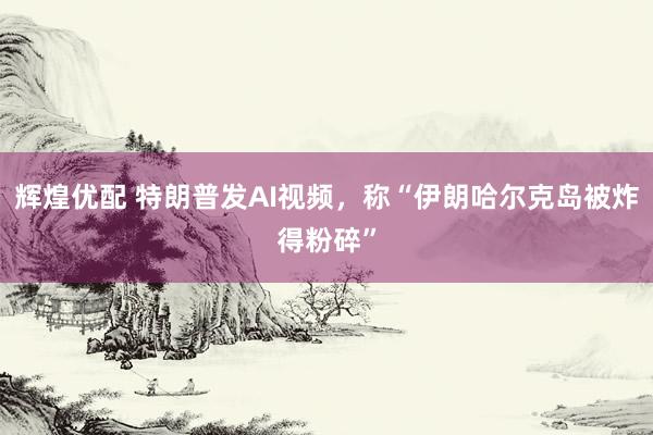 辉煌优配 特朗普发AI视频，称“伊朗哈尔克岛被炸得粉碎”