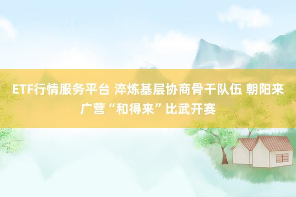 ETF行情服务平台 淬炼基层协商骨干队伍 朝阳来广营“和得来”比武开赛