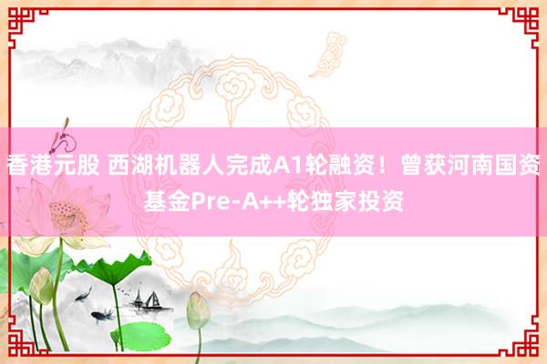 香港元股 西湖机器人完成A1轮融资！曾获河南国资基金Pre-A++轮独家投资