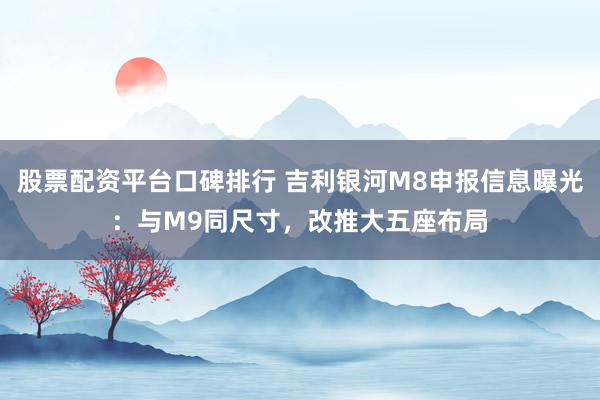 股票配资平台口碑排行 吉利银河M8申报信息曝光:与M9同尺寸,改推大五座布局